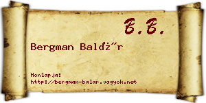 Bergman Balár névjegykártya
